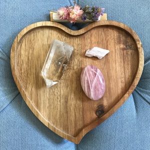 Wooden heart-shaped vanity tray